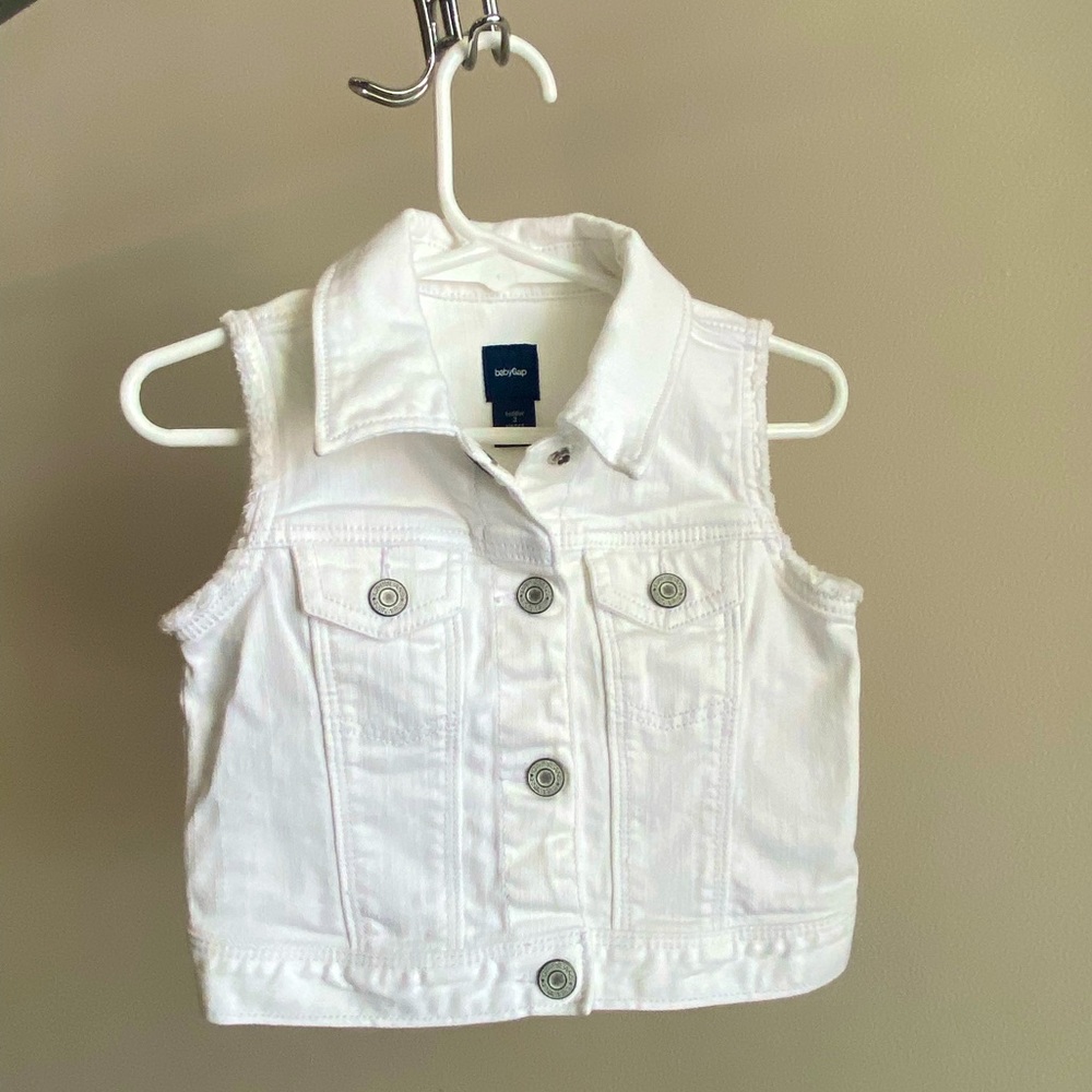 Gap White Denim Vest